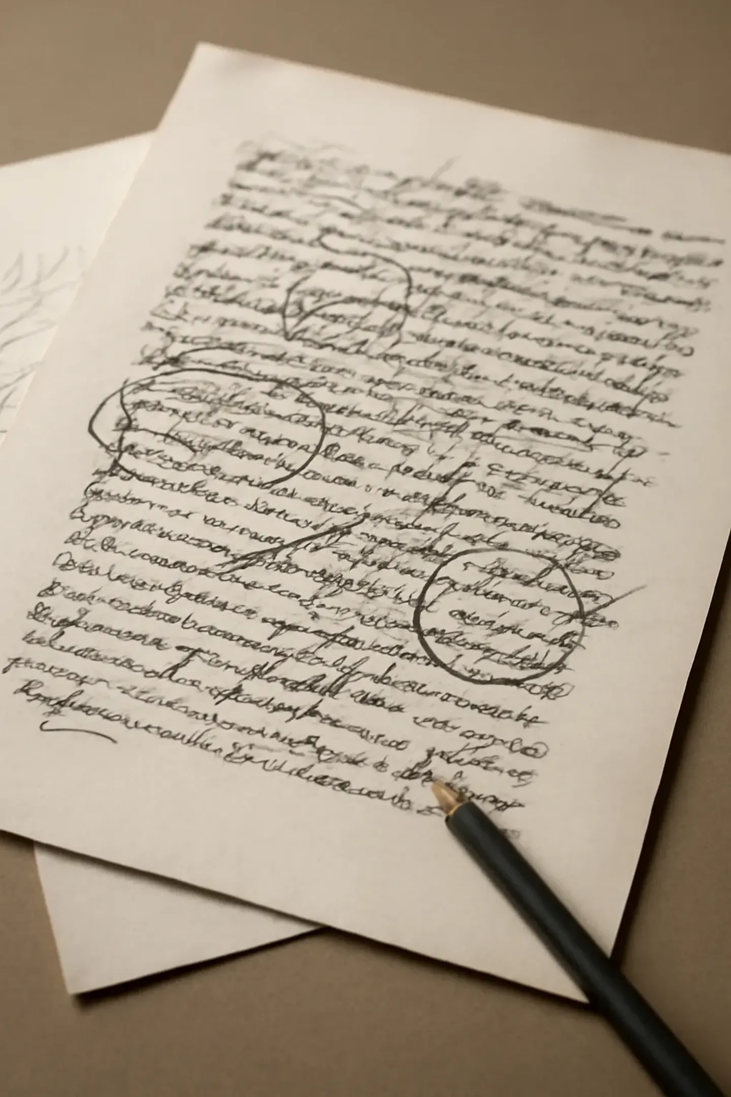 A marked-up manuscript page during a proof pass, annotated with abstract revision marks.